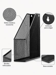 Revistero/archivador de lujo de malla de acero (1 unidad, negro, plateado),Organizador De Documentos De Malla Metálica En Negro Y Plata, Soporte Vertical Para Revistas Con Diseño Transparente Y Fácil De Colgar, Archivador De Escritorio Resistente Y Duradero, Ideal Para Estudiantes, Oficinistas Y Amantes Del Orden, Portadocumentos Compacto Y Espacioso, Para Organizar Libros, Revistas O Papeles En La Oficina, Escuela O Hogar, Soporte Para Documentos Multiusos, Accesorio De Oficina - Estante para archivos - Ver 3