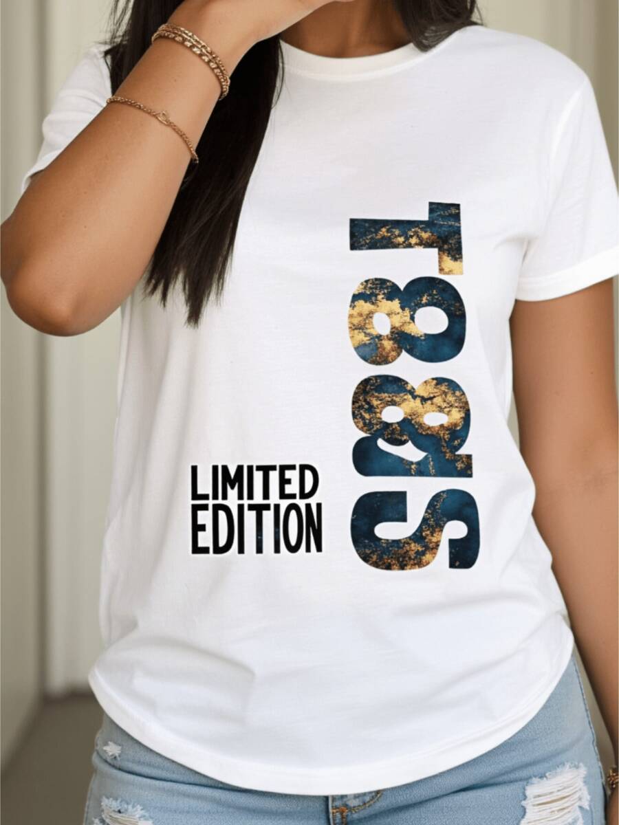 Camiseta de manga corta cuello redondo blanco sobredimensionado de las mujeres - suave transpirable relado uste - línea blusa adecu para el hogar, vies, desgaste casual, máquina lavable  superior, regalo perfecto para San Valentín y Pascua