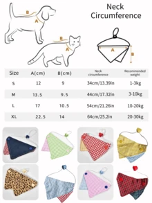 1 Piece Fashion Plaid Pet Triangle Bib For Small, Medium And Large Dogs And Cats, Dog Clothing, Pet Apparel, Made Of Soft Cotton Material With Adjustable Elastic Cord, Easy To Wear Fixed, Can Be Used As Pet Drool Bib Or Daily Accessory For Party, Travel, Photography Or DIY Decoration. - Multicolor - View 8