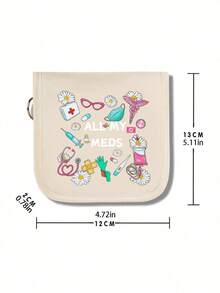 1 pieza Bolsa portátil de medicamentos, organizador compacto de pastillas, almacenamiento de medicamentos amigable para el viaje para uso diario/al aire libre/viaje, esencial para usuarios conscientes de la salud y en movimiento, accesorio médico imprescindible, bolsa de medicina pequeña y multifuncional de tela, botiquín médico portátil y de emergencia para viajes al aire libre, bolsa de almacenamiento de medicamentos de emergencia para dormitorio (opcional en varios colores) - Multicolor - Ver 9