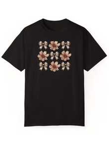 Flores suaves con lazos que simbolizan elegancia y ternura reflejando un espíritu delicado y femenino camiseta de mujer cómoda y moderna para uso diario - Negro - Ver 1