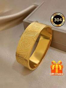 1 đôi bông tai bằng thép không gỉ mạ vàng 18K, thiết kế chạm khắc/rỗng, bền chắc, thích hợp đeo hàng ngày, dự tiệc hoặc đi nghỉ mát. - vàng 5 - Xem 1