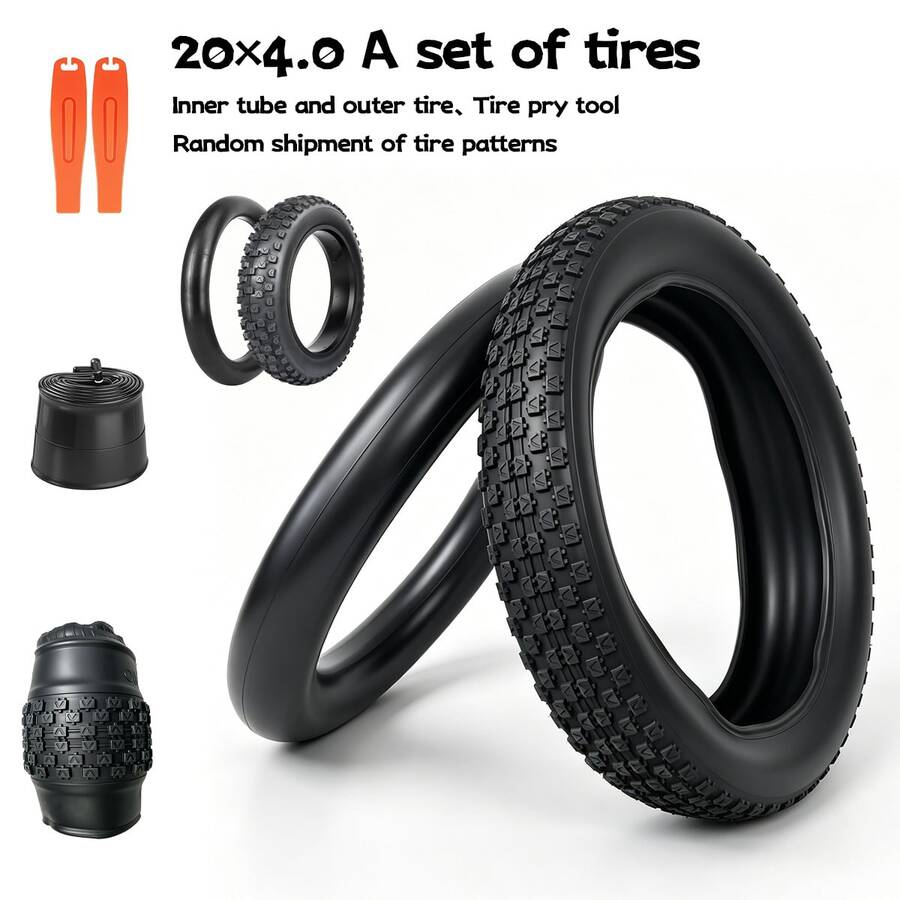 6MSKS 20x4.0 Electric Off-Road Bicycle Tires, 1 Set Of Thicker Outer Tire & Inner Tube, Suitable For Off-Road, City, And Sandy Terrain, Durable Butyl Rubber Tires