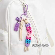 [Custom] 1pc Tassel Bell Personalized Letter Keychain, Handmade Rope Letter Bead Bag Charm/Phone Charm, Customized Bag Accessory, Graduation Gift - Braided Rope Keychain - View 9