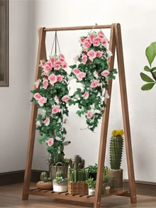 Nejlue Artificial Flowers/Plants1111 Home & Living 半株香槟色人造玫瑰藤蔓，春季玫瑰装饰，悬挂式仿真花，适用于家居、房间、墙壁、婚礼拱门、卧室、桌面、生日派对、花园、室内外装饰，适合春夏季节。 - 香檳色 - 查看 3