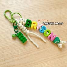 [Custom] 1pc Tassel Bell Personalized Letter Keychain, Handmade Rope Letter Bead Bag Charm/Phone Charm, Customized Bag Accessory, Graduation Gift - Braided Rope Keychain - View 48