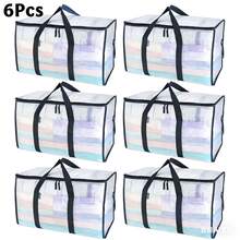 Extra Large Moving Bag - Zinc Alloy Zipper, Webbing Edging, Sturdy Handles, Heavy-Duty Construction, Clear Plastic, Spacious Storage Compartments - Perfect For Hassle-Free Moving, College Dorms, And Home Organizing Needs. - Transparent Black Border - View 14