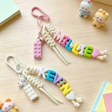 [Custom] 1pc Tassel Bell Personalized Letter Keychain, Handmade Rope Letter Bead Bag Charm/Phone Charm, Customized Bag Accessory, Graduation Gift - Braided Rope Keychain - View 6