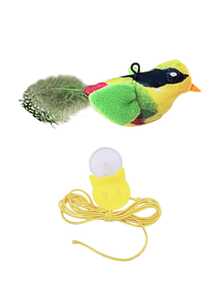 Juguete colgante realista de pájaro con sonido para gatos, juguete interactivo de pájaro que gorjea, juguete de caza simulada para gatos, juguete de pájaro que aletea y gorjea para perseguir gatos, adecuado para gatos de interior - Multicolor - Ver 7
