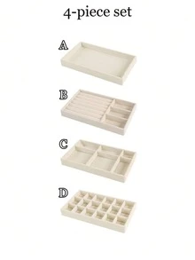 9pcs/1pc Velvet Jewelry Tray Large Capacity Jewelry Storage Box Accessory Tray Multi-Functional Storage Box With Independent Compartments, Stackable Jewelry Display Rack, Suitable For Earrings, Necklaces, Bracelets, Rings, Hair Clips, Hairbands, Etc. Valentine's Day/Back To School Season - Beige - View 25