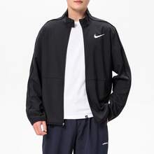 Jaket Nike Dri-Fit Solid Color Logo, Cepat Kering, Bernapas, Tahan Angin, Kerah Tegak, Jaket Olahraga dan Kasual Serbaguna untuk Pria - Hitam - View 2