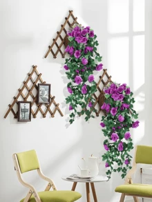 Nejlue Artificial Flowers/Plants1111 Home & Living 1/2支紫色仿真玫瑰藤蔓花，春季玫瑰装饰，悬挂式花卉，适用于家居装饰、房间装饰、墙面装饰、婚礼拱门、卧室、桌面、生日派对、花园、室内外装饰，春夏季节适用。 - 紫色 - 查看 2