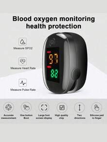 Oxímetro de Pulso Portátil e Conjunto de Armazenamento/Oxímetro Único/Bolsa de Armazenamento de Oxímetro Único: Monitor de Frequência Cardíaca - Este Produto Não Inclui Baterias! Por Favor, Use Baterias AAA, Preste Atenção aos Polos Positivo e Negativo. Conveniente e Compacto, É um Presente Ideal para Natal, Halloween e Ação de Graças., Amigável para Idosos - Preto - Visão 4