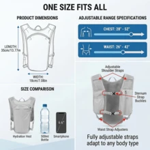 Lightweight Sports Backpack, Multi-Pocket, Solid Color, Running Vest Suitable For Marathon, Jogging, Cycling And Outdoor Activities - Multicolor - View 5