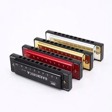 Professional Metal Harmonica, 10-Hole C Key Blues Harmonica, Durable Metal Construction And Ergonomic Design, Suitable For Beginners And Advanced Players, Portable Musical Instrument For Performance, Practice, Classroom Teaching, Party - Multicolor - View 3