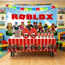 ROBLOX 生日派对礼盒套装 - 12 个纸袋/18 张贴纸，派对用品，礼盒，游戏主题袋，生日派对礼品袋，婚礼装饰 - Roblo 背景布 桌巾 杯盤 吸管 瓶貼 - 查看 2