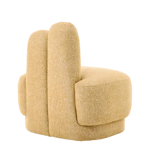 Puf de tecido aconchegante com orelhas de coelho, banquinho fixo acolchoado com orelhas fofas, sem espaço de armazenamento, não removível. - Amarelo - Ver 7