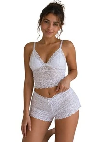 Kit3 Espera Marido Renda Sensual Feminino Sem Bojo Conjunto Lingerie Curto Confortável - Branco - Visão 2