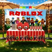 ROBLOX 生日派对礼盒套装 - 12 个纸袋/18 张贴纸，派对用品，礼盒，游戏主题袋，生日派对礼品袋，婚礼装饰 - Roblo 背景布 桌巾 杯盤 吸管 瓶貼 - 查看 6