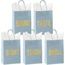 5-Senses 礼品袋，男女皆宜，内含 5 张薄纸，带提手纸袋，5 Senses 礼品，适合情人节、圣诞节、生日、结婚纪念日（黑色，8.3 x 4.3 x 10.6 英寸） - 查看 8