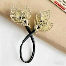 1 Piece Fashionable And Versatile Elegant Literary Full Diamond Pleated Headband For Going Out And Commuting Temperament Hair Pressing Headband Hair Accessories - 金色 - 查看 8