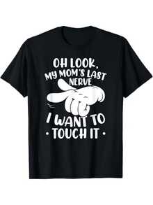 A Cartoonish Hand Pointing Forward, Accompanied By A Humorous Phrase That Playfully Expresses Maternal Patience With A Bold Style And Sarcastic Tone, Makes A Fun Casual Women's T-Shirt Ideal For An Original Gift. - 黑色 - 查看 8