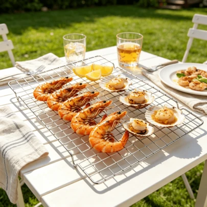 1/2 Stück dicke Edelstahl Grillrost, Antihaftmetall Backgitter für Ofen, Backen, Grillen, Outdoor Party Essen