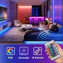 24键红外遥控器3535 RGB LED灯条，USB供电，自粘式，可调光，色彩丰富，安装简便，设计灵活，非常适合电视、卧室、客厅、楼梯、派对和家居装饰。 - IR 24-key RGB light strip - 查看 2
