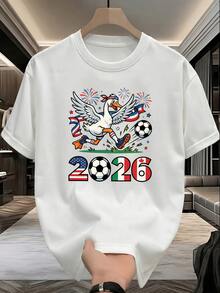Camiseta de manga corta para hombre de la Copa Mundial, regalo de cumpleaños, malla transpirable, a la moda para parejas, color sólido estampado, aniversario - Blanco - Ver 1