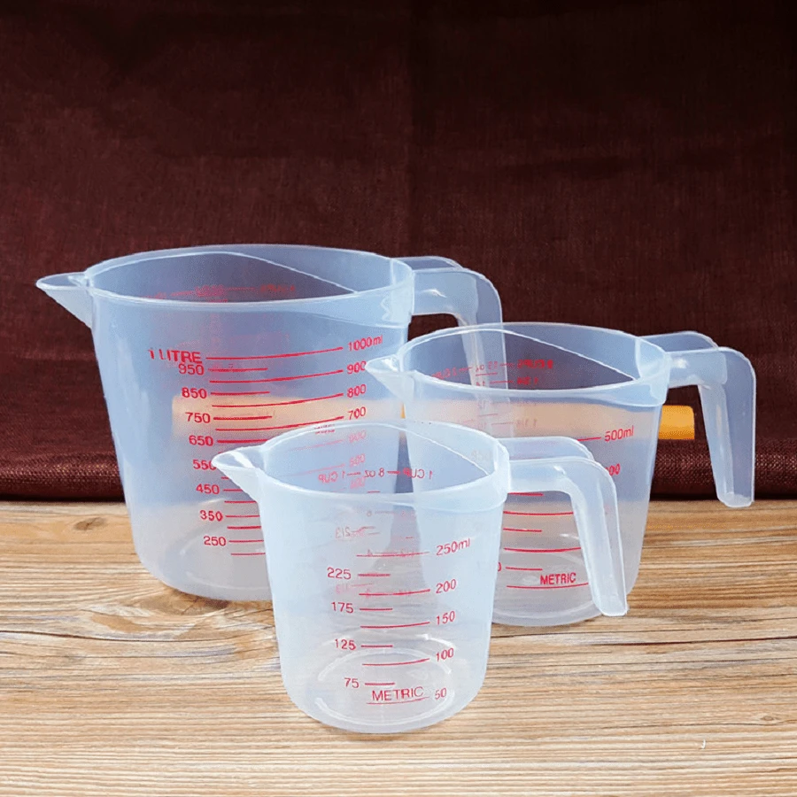 3pcs Plastic Measuring Cups Set, Stackable Plastic Measuring Cups, 1 Cup (8oz), 2 Cup (16oz), 4 Cup (32oz), Perfect For Precise Ingredient Measurement For Cooking And Baking, With Spout And Handle, Baking Tool