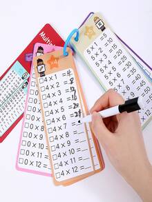1 Set Math Addition Subtraction Multiplication Division Flash Cards, Erasable Reusable Learning Flash Cards For Kids, Boys And Girls Teaching Cards, Math Educational Toys, Self-Check Learning Cards, With 2 Pens And 1 Ring, For Math Learning, Perfect For Home Teaching, Teacher's Teaching Aid, Ideal Choice For Learning Math, Children Learning, Holiday, Christmas Stocking Stuffer Gift - 彩色 - 查看 2