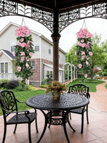 Nejlue Artificial Flowers/Plants1111 Home & Living 1/2 bó hoa hồng nhân tạo màu hồng, hoa hồng trang trí mùa xuân, hoa treo trang trí nhà cửa, phòng ngủ, tường, cổng cưới, phòng ngủ, bàn, tiệc sinh nhật, sân vườn, trong nhà và ngoài trời, thích hợp cho mùa xuân và mùa hè. - Hồng - Xem 4