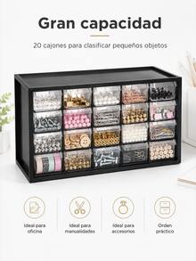 Cajonera Organizadora Negra De Plástico Con 20 Cajones Transparentes, Organizador Multinivel Con Visibilidad Total Y Medidas 38x15,5x19,5cm, Archivador De Piezas Resistente Y Duradero, Ideal Para Amantes Del Bricolaje, Manualistas Y Usuarios De Espacios Pequeños, Organizador De Almacenamiento Compacto Y Versátil, Para Clasificar Tornillos, Joyas, Cosméticos O Papelería En El Hogar, Taller O Oficina, Mueble Organizador Multiusos, Accesorio De Almacenamiento - A - Ver 3