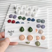 4/5件套聚合物粘土耳环切割模具，小巧创意首饰手工工具，软粘土手工首饰制作工具，手工耳环模具 - 白色 - 查看 6