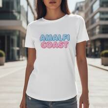 Amalfi Coast Y2K Bubblegum Bliss 3D Graphic Tee - Retro Sky Blue & Pink Aesthetic - Blanco - Ver 1