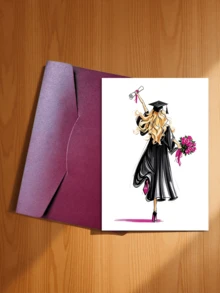 1pc Elegant Graduation Greeting Card With Envelope, High-Quality Paper, Suitable For Students, Friends, Daughters, Sons, Classmates Graduation Celebration - A - View 15
