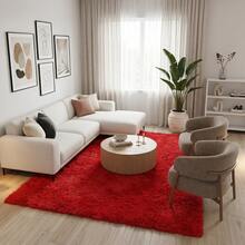Large Soft Shaggy Rug 2.00x2.50m, Non-Slip, For Living Room And Bedroom, Various Colors - Red - View 2