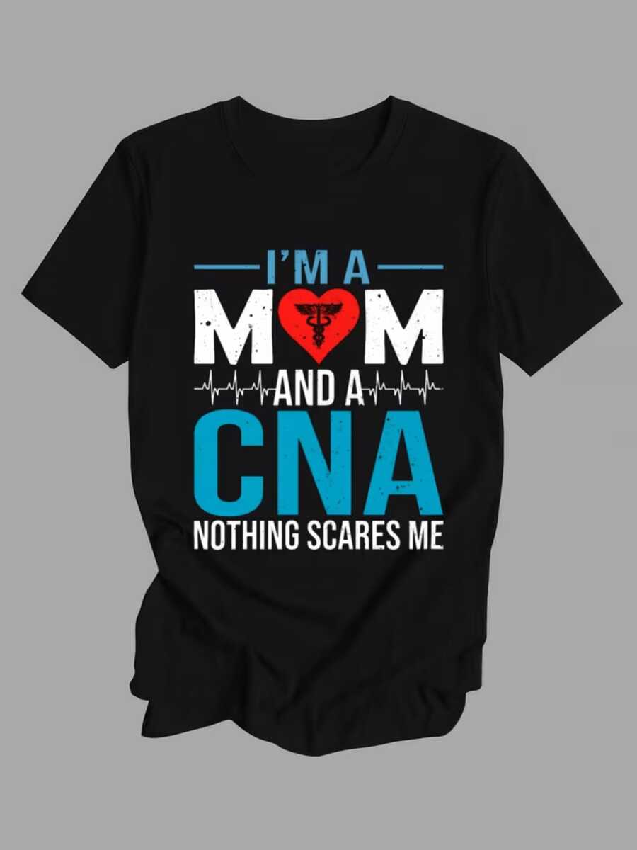 Red Heart With Medical Symbol Representing The Strength And Dedication Of A Nursing Assistant Mother Accompanied By Pulse Lines Expressing Courage And Love. Comfortable Women's T-Shirt With Inspirational Message. - 黑色 - 查看 1