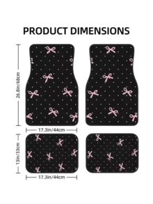 4pcs Pink Bow Car Floor Mats Set - Durable Polyester Material, Easy To Clean, Front & Rear Seat Protection, All-Weather Use, Fit For Trucks, Sedans And SUVs, Perfect Gift - A - View 4