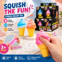 Ice Cream Shaped Squishy Toy, Portable Sensory Decompression Toy, Anti-Anxiety Stress Relief Squeeze Toy - 淺藍色 - 查看 4