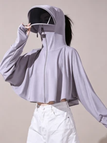 1个女士全脸防晒面罩 - 防紫外线面罩，适用于面部、颈部、肩部和手臂，冰丝透气面料，适合骑行、骑滑板车、通勤、上学和驾驶。 - 全防護面罩 - 查看 6