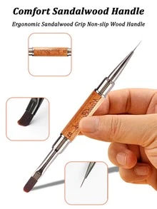 1/3pcs Double-Ended Wooden Handle Multi-Functional Nail Art Brush Set, Suitable For Acrylic, Gel, Polygel Nails, Can Be Used For French Manicure, Line Drawing, 3D Carving, Relief, Nail Care And Fine Sketching - Multicolor - View 5
