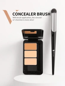 DUcare 1 pièce Pinceau de maquillage classique noir à poils doux et denses, pinceau multi-usage pour anticernes, contour du nez, pour mélanger les anticernes liquides avec la poudre, les crèmes liquides et le polissage des cosmétiques - Noir - Voir 5