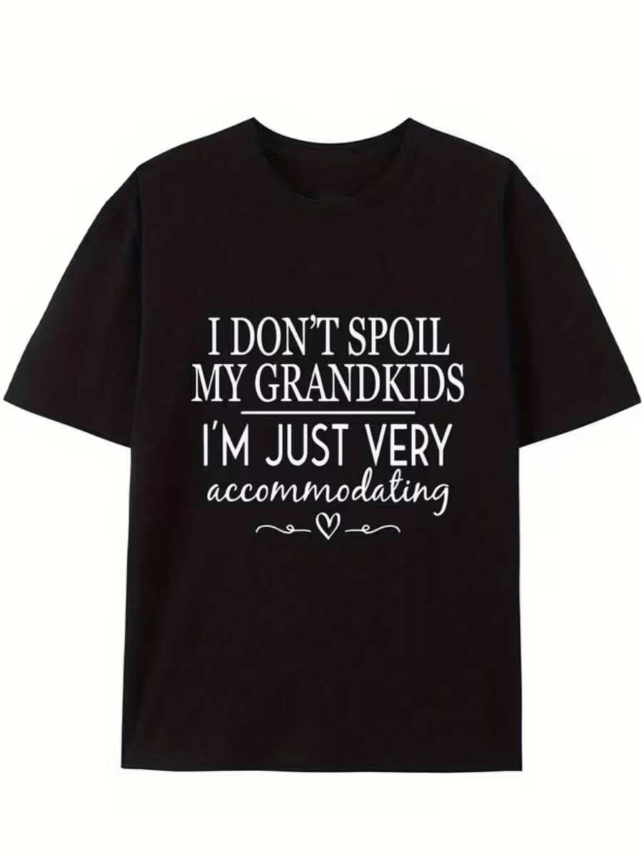 Frase divertida que expresa el cariño de una abuela moderna hacia sus nietos mostrando humor y ternura con estilo relajado y alegre camiseta de mujer cómoda para uso diario y regalo familiar - Negro - Ver 1