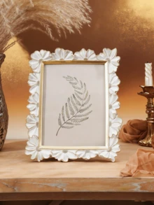 1pc White Resin Photo Frame With Gold Trim, 3D Daisy Flower Decor Picture Frame, Square Tabletop Display, Horizontal Or Vertical, Suitable For Home Decor And Photography - Multicolor - View 8