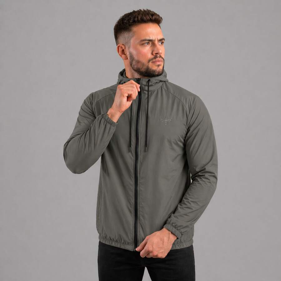 Men's Windbreaker Jacket With Lined Hood And Front Zipper, Lightweight And Comfortable For Everyday Use. - 帶領 - 查看 1