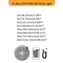 24键红外遥控器3535 RGB LED灯条，USB供电，自粘式，可调光，色彩丰富，安装简便，设计灵活，非常适合电视、卧室、客厅、楼梯、派对和家居装饰。 - IR 24-key RGB light strip - 查看 9