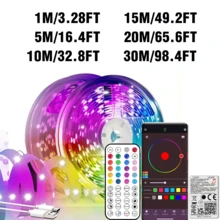 智慧臥室 LED 燈條 RGB 燈帶,App 與遙控控制,音樂同步,定時功能,適用客廳、房間裝飾,生日禮物、節日與婚禮裝飾 - 彩色 - 查看 3