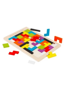 2pcs Wooden 3D Colorful Building Block Puzzle, Logic Thinking Training, Concentration Development, Parent-Child Interaction - Multicolor - View 2