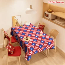 1/2pcs Independence Day Tablecloth, American Flag Style Woven Pattern Tablecloth, Polyester Material, Suitable For Kitchen, Dining Room, Coffee Table, Picnic, Camping, Countryside Decor, Table Protection, Independence Day Decoration, Red White Blue Classic Color, Star Stripe Element Design, Multi-Scene Applicable, Essential Home Decor - Multicolor - View 12